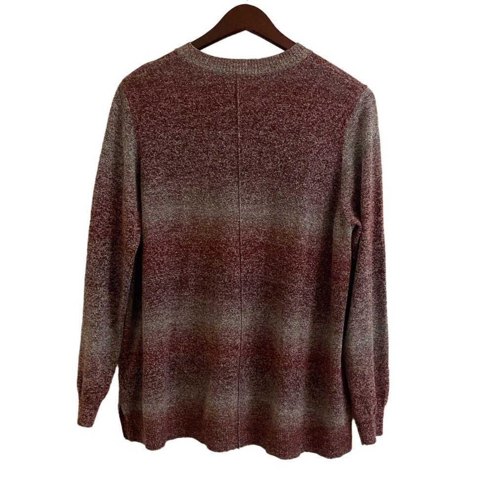 LOGO by Lori Goldstein Burgundy & Gray Marled Sweater XL - Picture 2 of 5